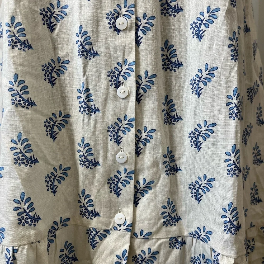 Janasya Printed Midi Dress Ivory Blue Floral Size XS - Picture 2 of 7